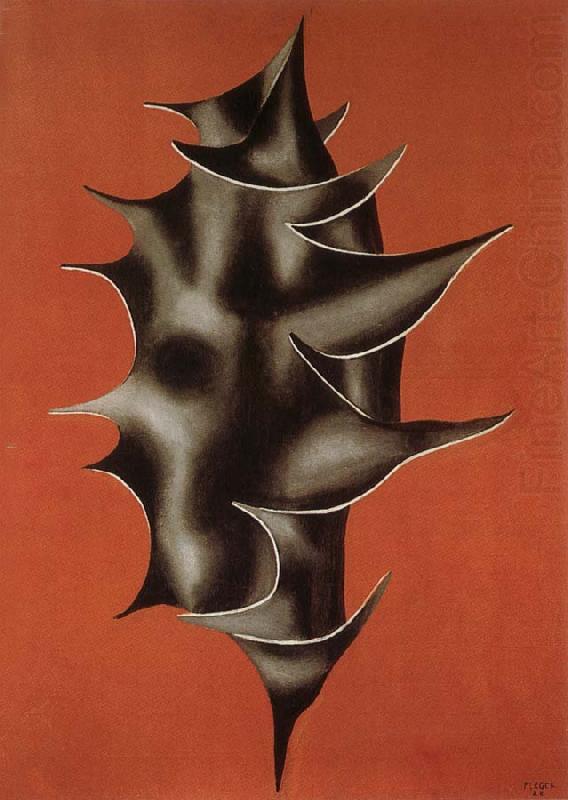 The holly leafage on the red background, Fernard Leger